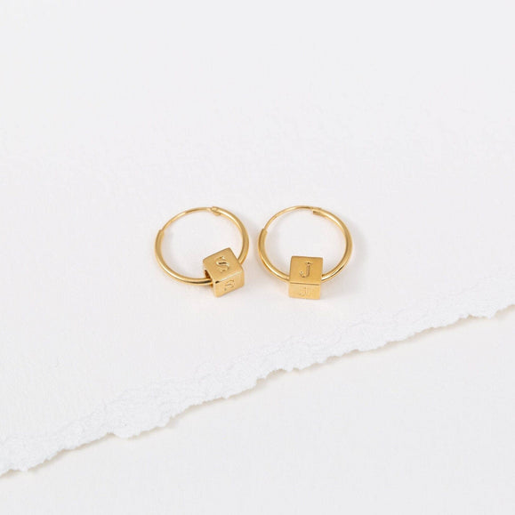 Custom Sterling Silver Block Hoops - Capsul