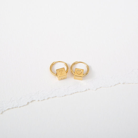 Custom Sterling Silver Block Hoops - Capsul