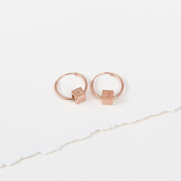 Custom Sterling Silver Block Hoops - Capsul