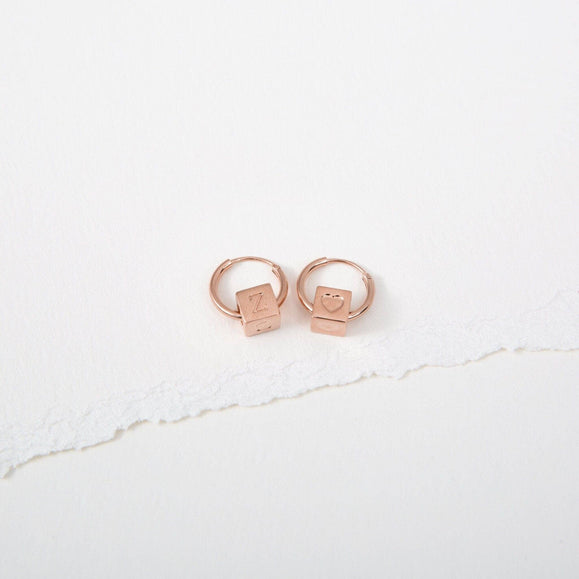 Custom Sterling Silver Block Hoops - Capsul