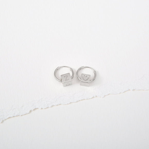 Custom Sterling Silver Block Hoops - Capsul