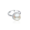 10mm Sterling Silver Diamond and Pearl Cocktail Ring