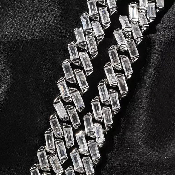 12mm Iced Baguette CZ Diamond Cuban Necklace - Capsul