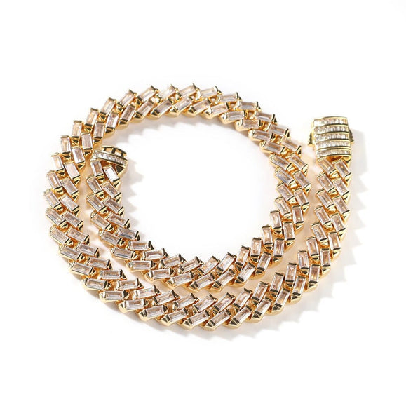 12mm Iced Baguette CZ Diamond Cuban Necklace - Capsul