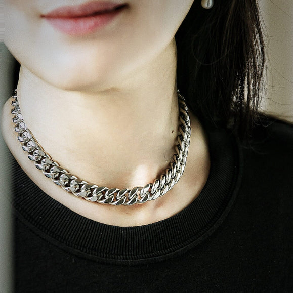 12mm Wide Classic Havana Cuban Chain Necklace - Capsul