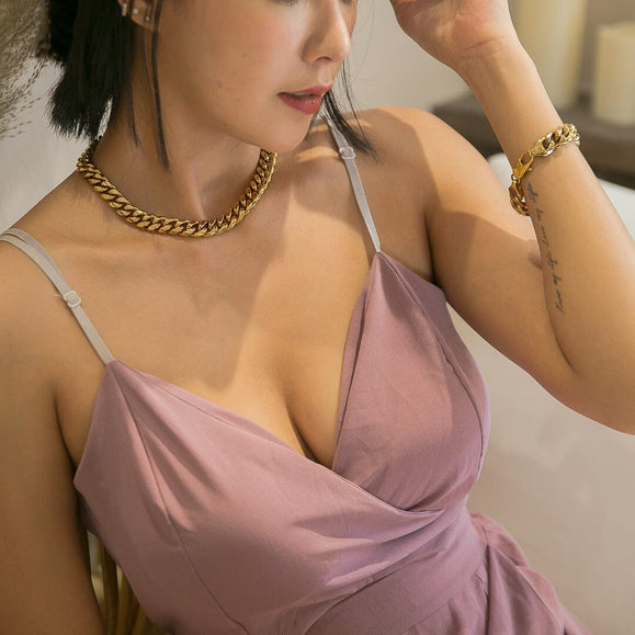 12mm Wide Classic Havana Cuban Chain Necklace - Capsul