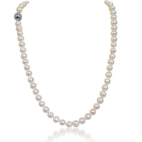 Classic Freshwater Pearl Necklace with Magnetic Clasp and pearl studs gift Set - Capsul