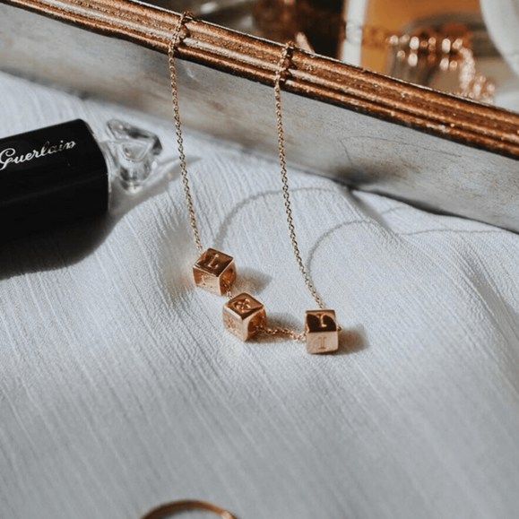 Custom 14k Gold Block Necklace