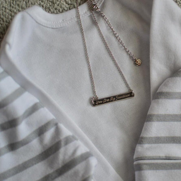 Custom Handwriting Horizontal Bar Necklace - Capsul