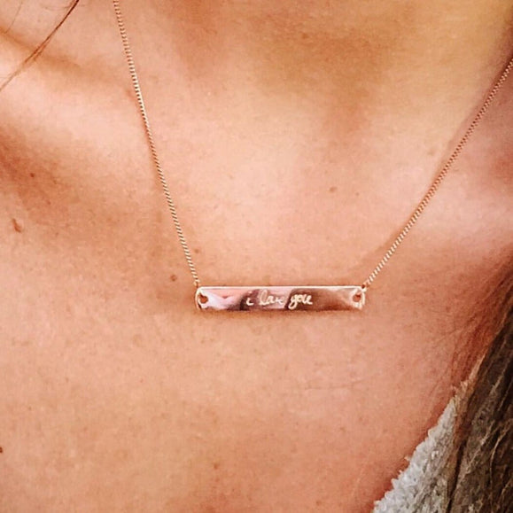 Custom Handwriting Horizontal Bar Necklace - Capsul