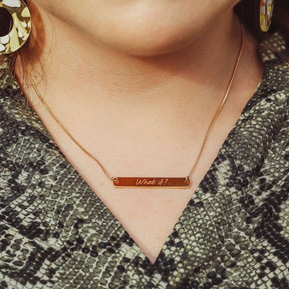Custom Handwriting Horizontal Bar Necklace - Capsul
