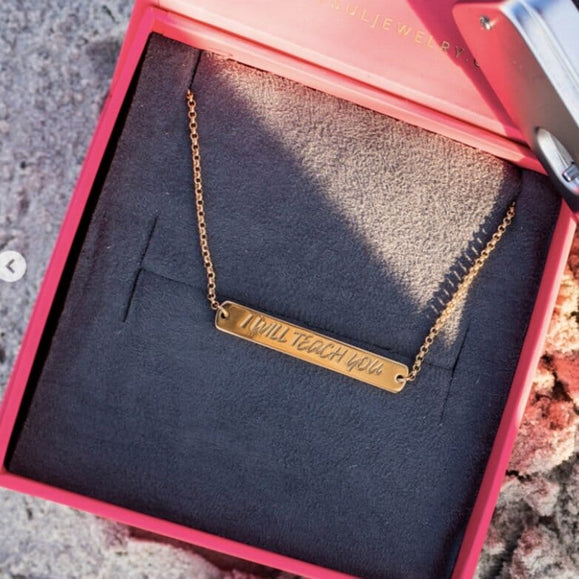 Custom Handwriting Horizontal Bar Necklace - Capsul