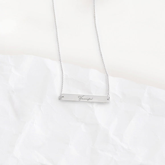Custom Handwriting Horizontal Bar Necklace - Capsul
