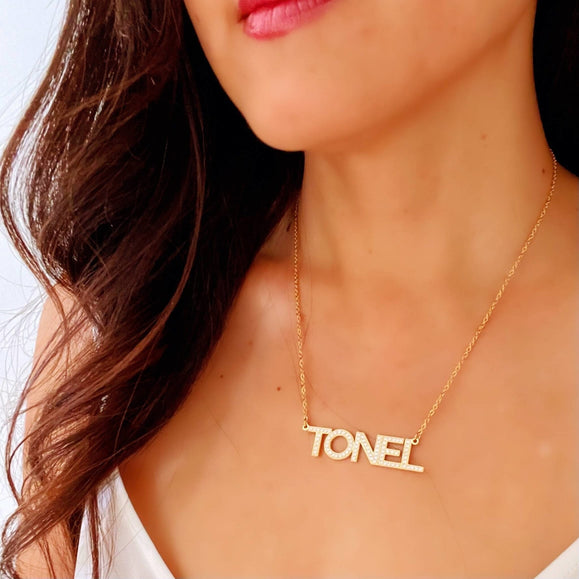Personalized Pave Name Necklace - 