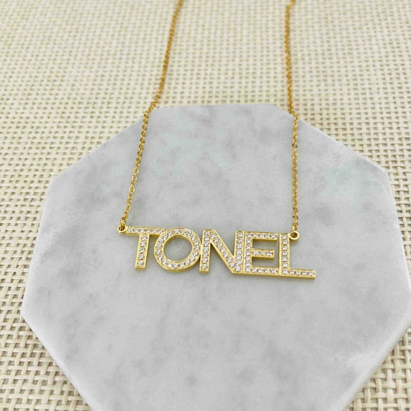 Personalized Pave Name Necklace - 
