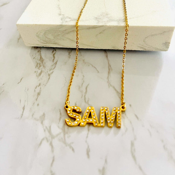 Personalized Pave Name Necklace - 