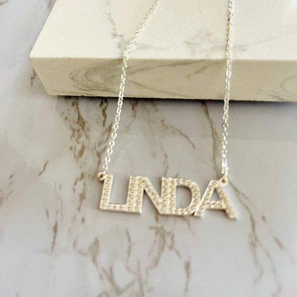 Personalized Pave Name Necklace - 
