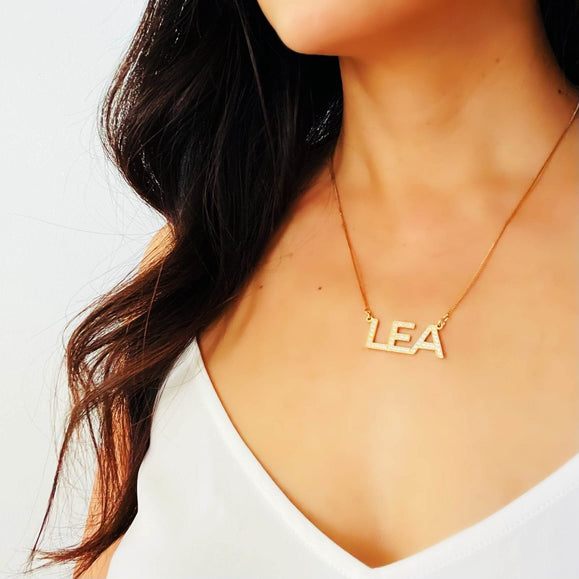 Personalized Pave Name Necklace - 